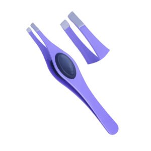 Purple Grip Eyebrow Tweezers Slanted Tip